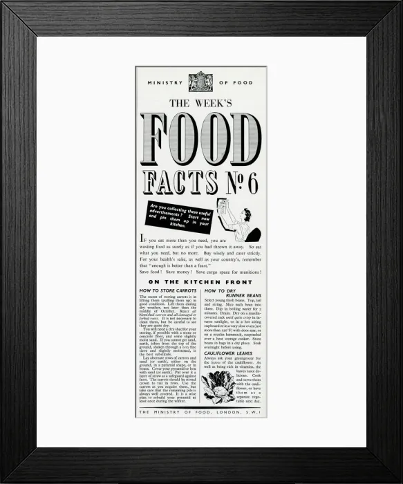 Framed Print : Advert for the Ministry of Food 1940