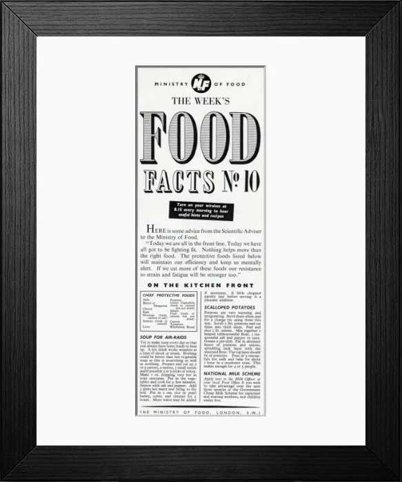 Framed Print : Advert for the Ministry of Food 1940