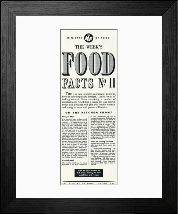 Framed Print : Advert for the Ministry of Food 1940 Framed Print : Advert for the Ministry of Food 1940