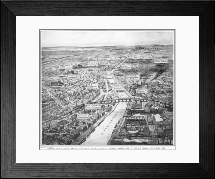 Framed Print : Overhead view of Dublin during the Easter Rising Framed Print : Overhead view of Dublin during the Easter Rising
