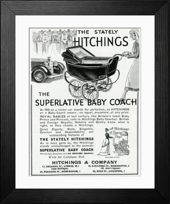 Framed Print : Advert for Hitchings Company prams 1937 Framed Print : Advert for Hitchings Company prams 1937