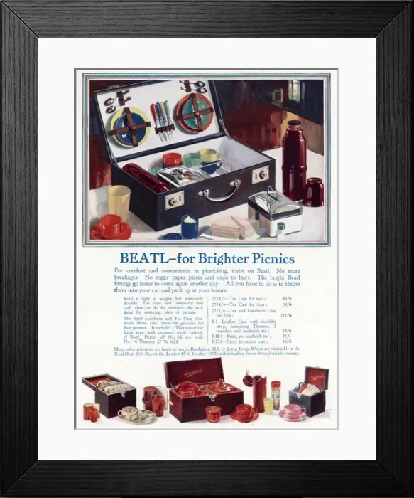 Framed Print : Advert for Beatl picnic basket 1930 Framed Print : Advert for Beatl picnic basket 1930