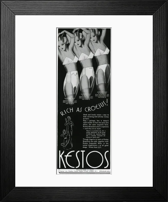 Framed Print : Advert for Kestos lingerie 1937 Framed Print : Advert for Kestos lingerie 1937