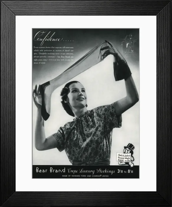 Framed Print : Advert for Stockings by Bear Brand 1937 Framed Print : Advert for Stockings by Bear Brand 1937