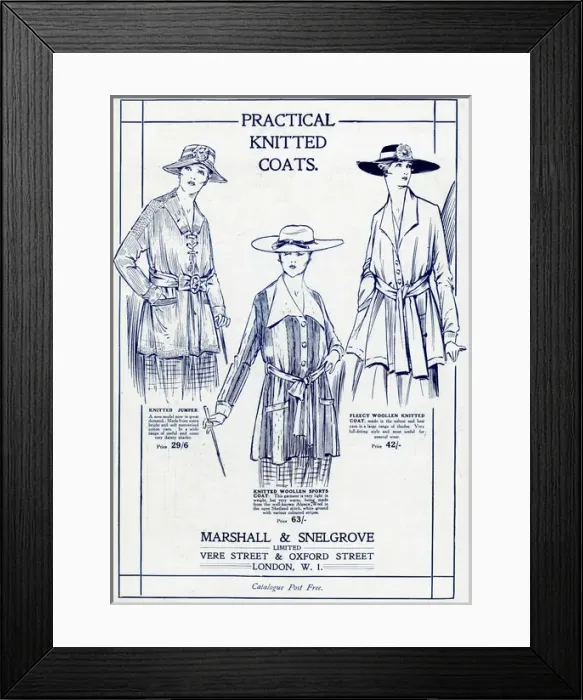 Framed Print : Advert for Marshall & Snelgrove knitted clothing 1917