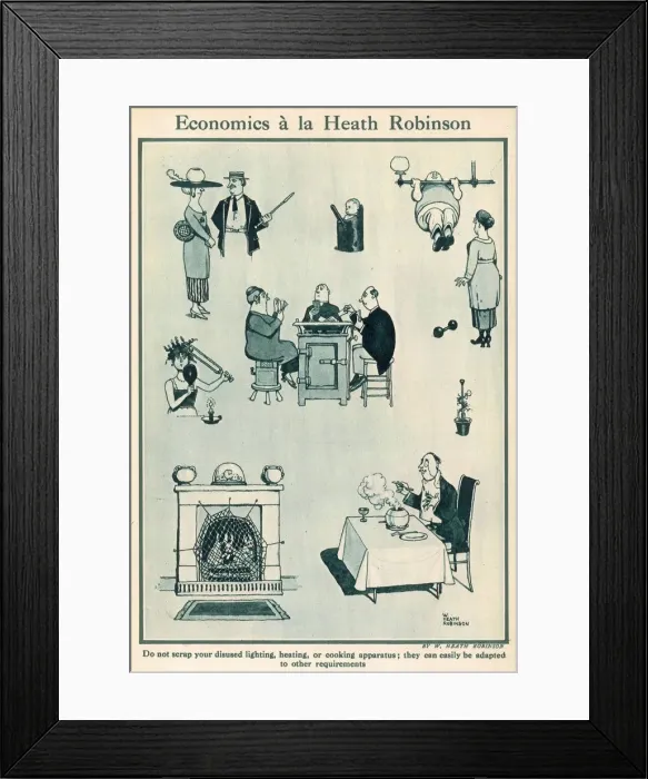 Framed Print : Economics a la Heath Robinson Framed Print : Economics a la Heath Robinson