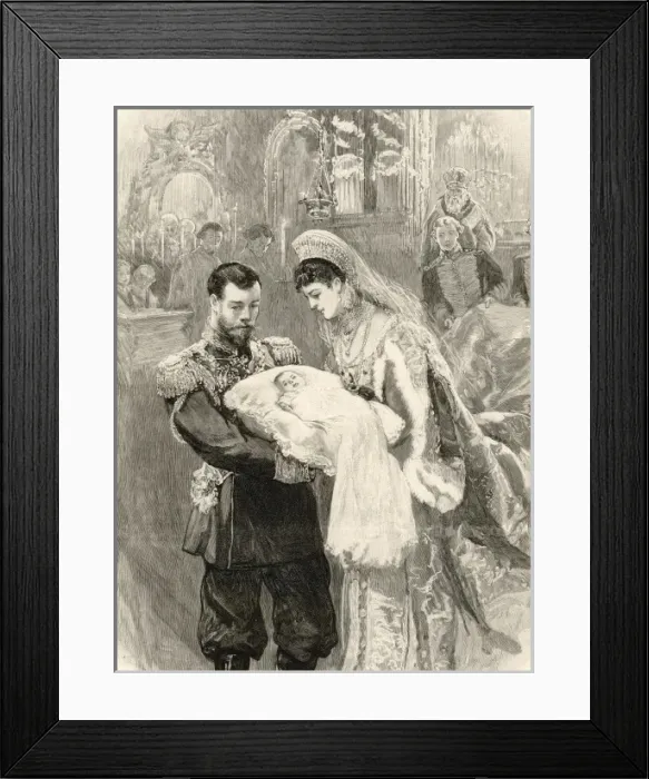 Framed Print : The baptism of the Tsar Nicholas IIs daughter