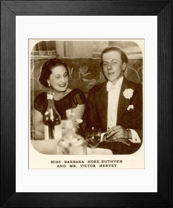Framed Print : Miss Barbara Hore-Ruthven and Mr Victor Hervey