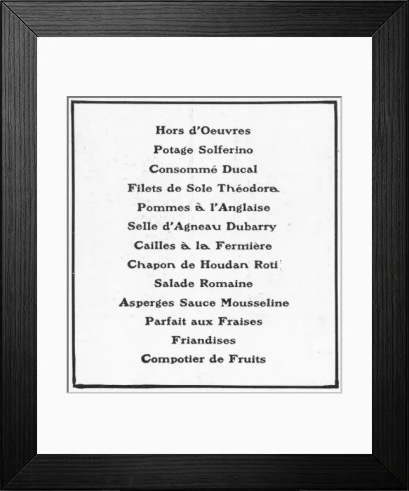Framed Print : Menu from the Savoy salle manger Framed Print : Menu from the Savoy salle manger