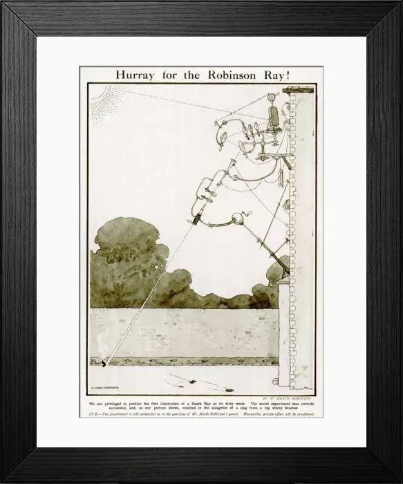 Framed Print : Hurray for the Robinson Ray! by W. Heath Robinson Framed Print : Hurray for the Robinson Ray! by W. Heath Robinson