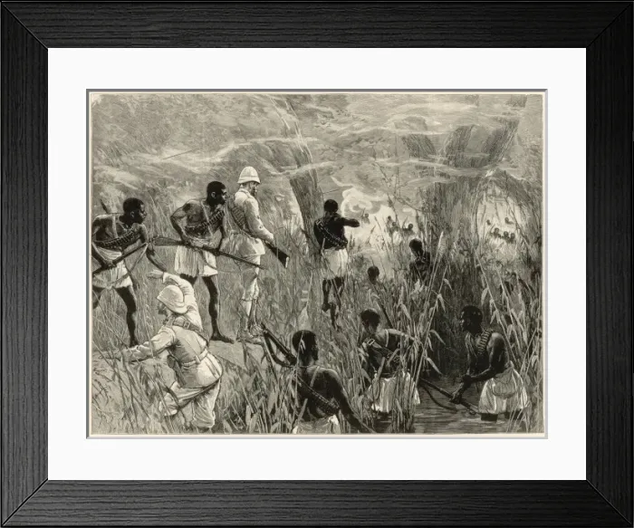 Framed Print : Stanley in Africa: the vanguard attacked Framed Print : Stanley in Africa: the vanguard attacked