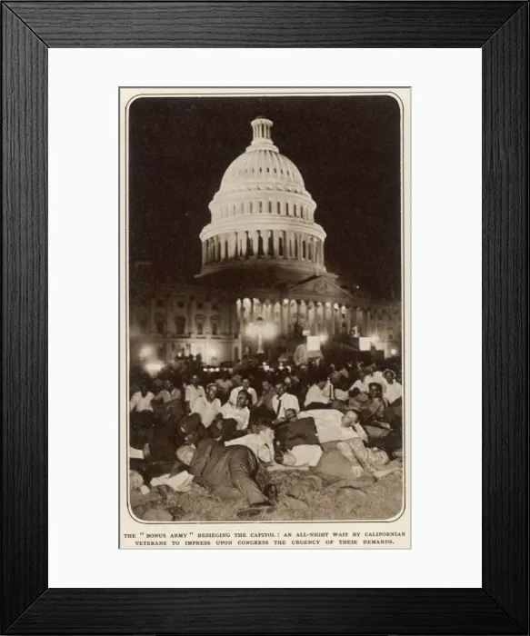 Framed Print : Veterans Riot at Washington