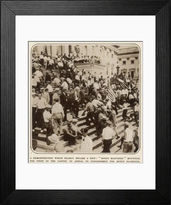 Framed Print : Veterans Riot at Washington: on the Steps of Congress Framed Print : Veterans Riot at Washington: on the Steps of Congress