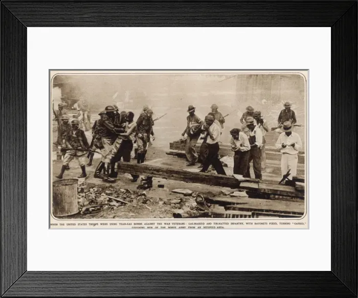 Framed Print : The Bonus Army Camp Destroyed: Use of Tear Gas Framed Print : The Bonus Army Camp Destroyed: Use of Tear Gas
