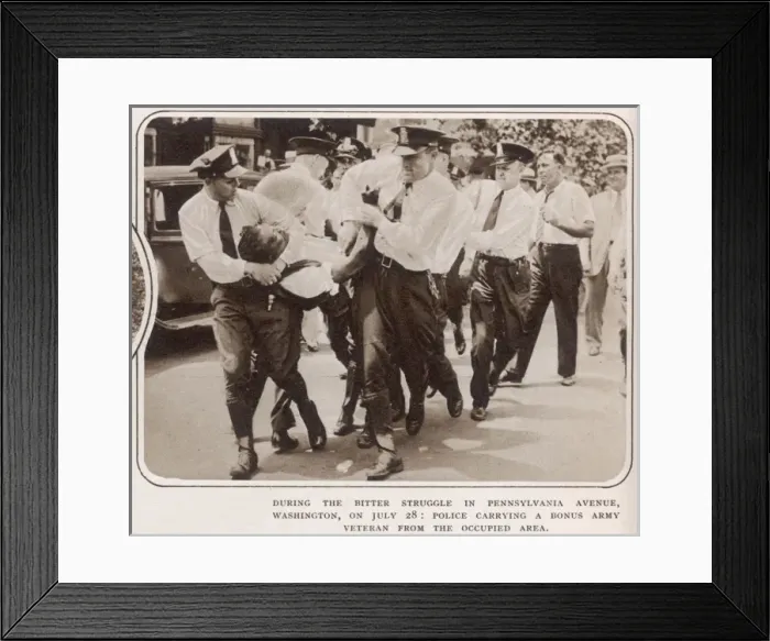 Framed Print : The Bonus Army camp defended: veterans forcibly removed Framed Print : The Bonus Army camp defended: veterans forcibly removed