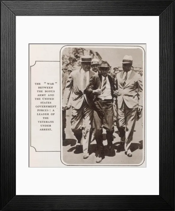 Framed Print : The Bonus Army: a leader arrested