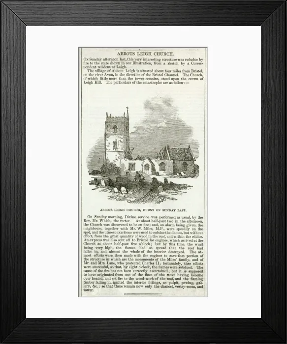 Framed Print : Abbots Leigh church after the fire Framed Print : Abbots Leigh church after the fire