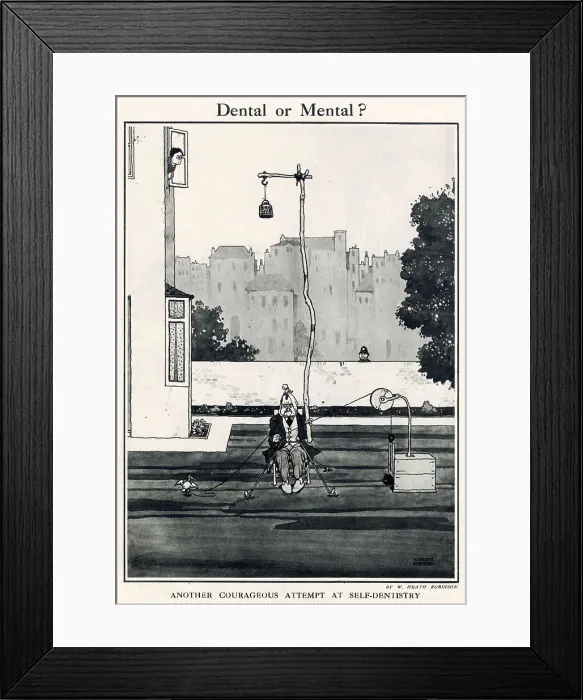 Framed Print : Dental or Mental? by William Heath Robinson Framed Print : Dental or Mental? by William Heath Robinson