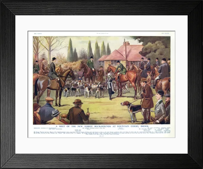 Framed Print : A Meet of the New Forest Buck-Hounds at Fountain Court, Broo Framed Print : A Meet of the New Forest Buck-Hounds at Fountain Court, Broo