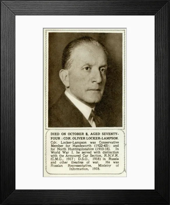 Framed Print : Oliver Locker-Lampson Framed Print : Oliver Locker-Lampson