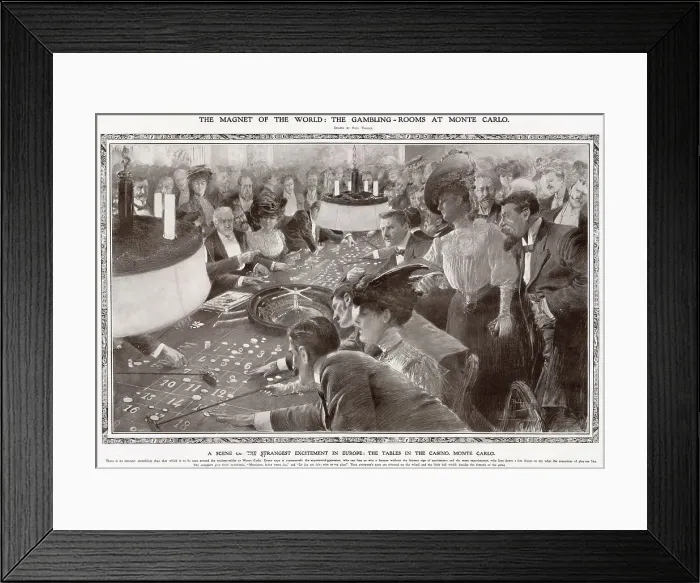 Framed Print : Gambling Room at Monte Carlo 1908