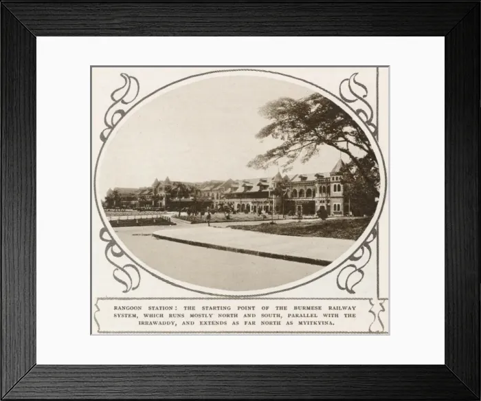 Framed Print : Rangoon Railway Station, India Framed Print : Rangoon Railway Station, India