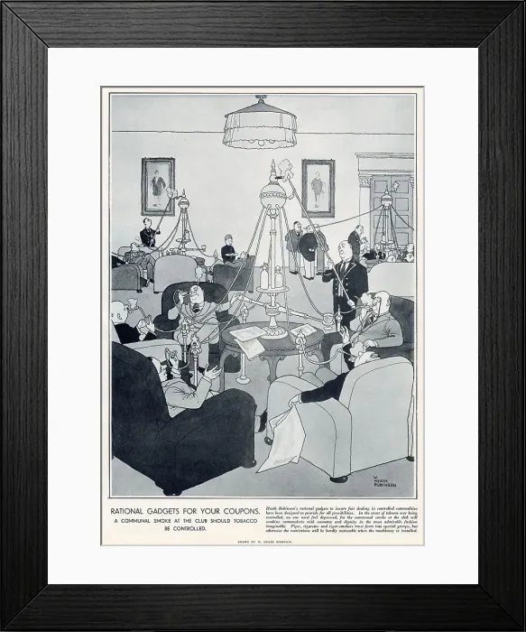 Framed Print : Rational Gadgets For Your Coupons by William Heath Robinson Framed Print : Rational Gadgets For Your Coupons by William Heath Robinson
