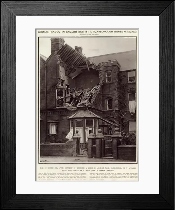 Framed Print : Scarborough house wrecked 1914 Framed Print : Scarborough house wrecked 1914