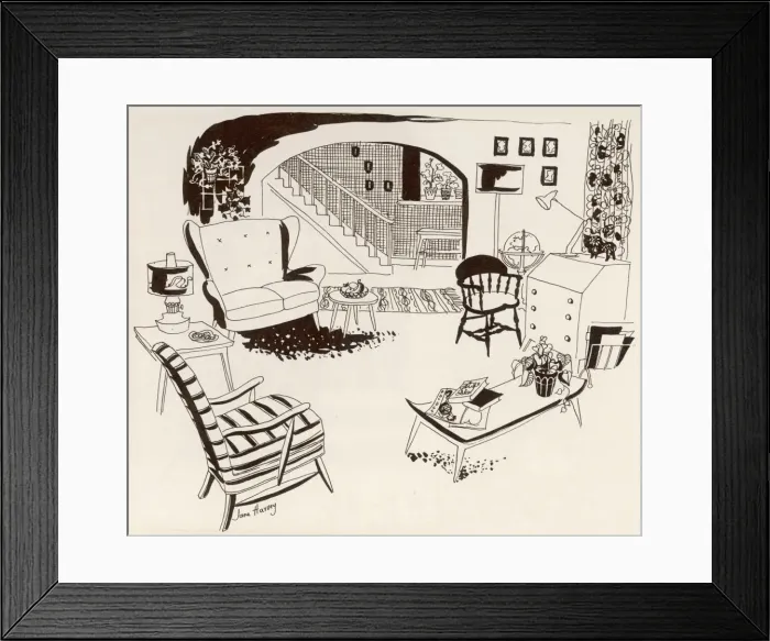 Framed Print : 1950s living room Framed Print : 1950s living room