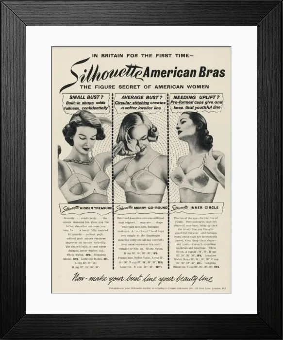 Framed Print : Silhouette American Bras