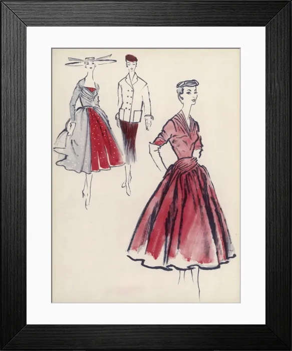 Framed Print : Stiebel, Worth and Paterson designs, 1954