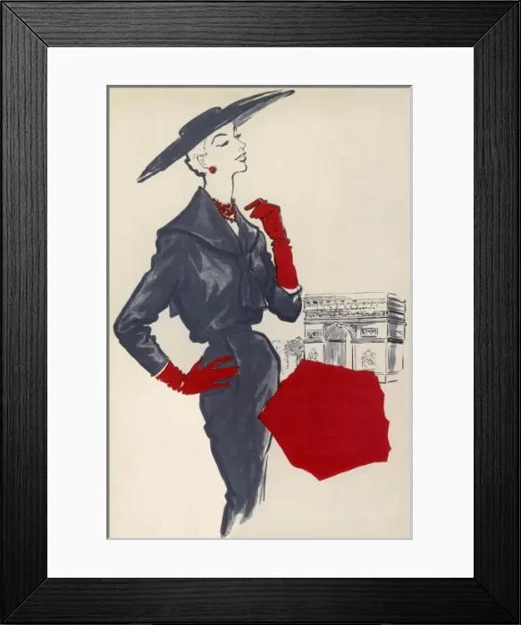 Framed Print : Dior suit, 1954 Framed Print : Dior suit, 1954