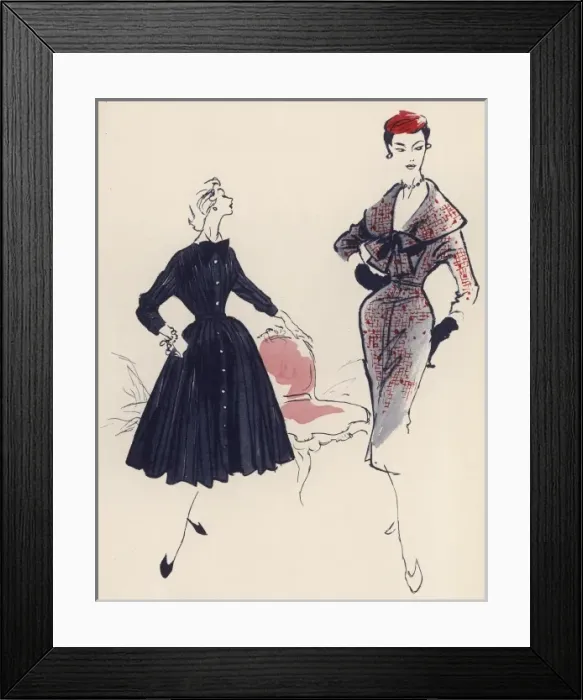 Framed Print : Two types of dresses, 1954 Framed Print : Two types of dresses, 1954