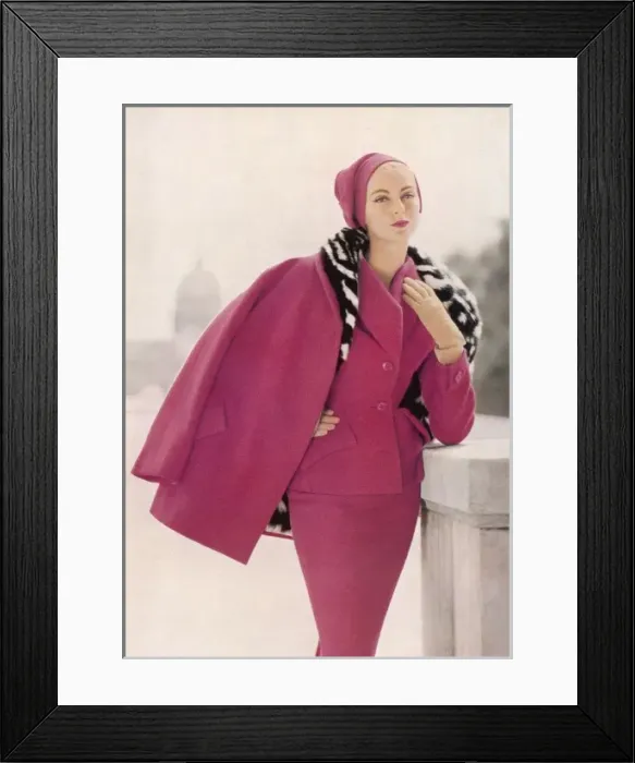 Framed Print : Patou cape and skirt suit, 1954 Framed Print : Patou cape and skirt suit, 1954