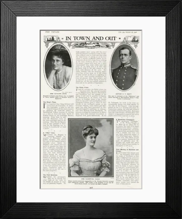 Framed Print : Announcement of Captain Scotts engagement in The Tatler Framed Print : Announcement of Captain Scotts engagement in The Tatler