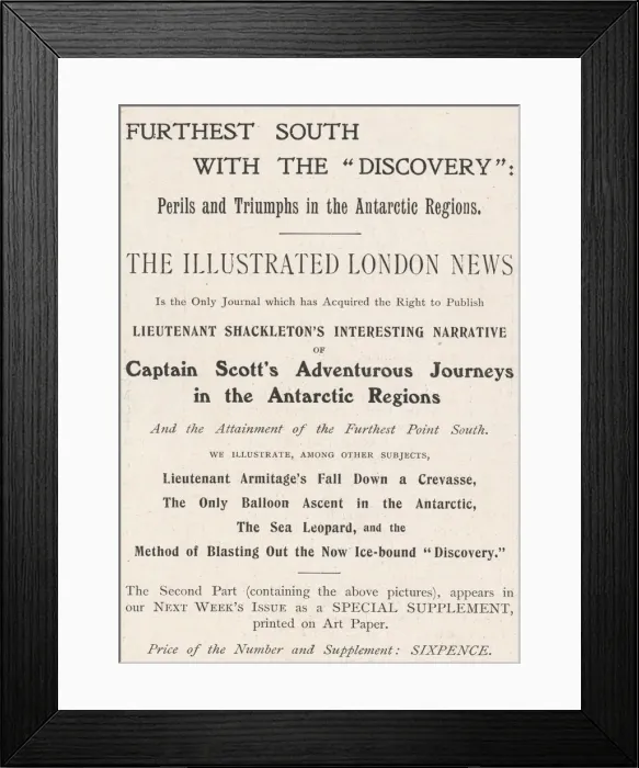 Framed Print : Advertisement in The Illustrated London News publicising the forthcoming story of Framed Print : Advertisement in The Illustrated London News publicising the forthcoming story of