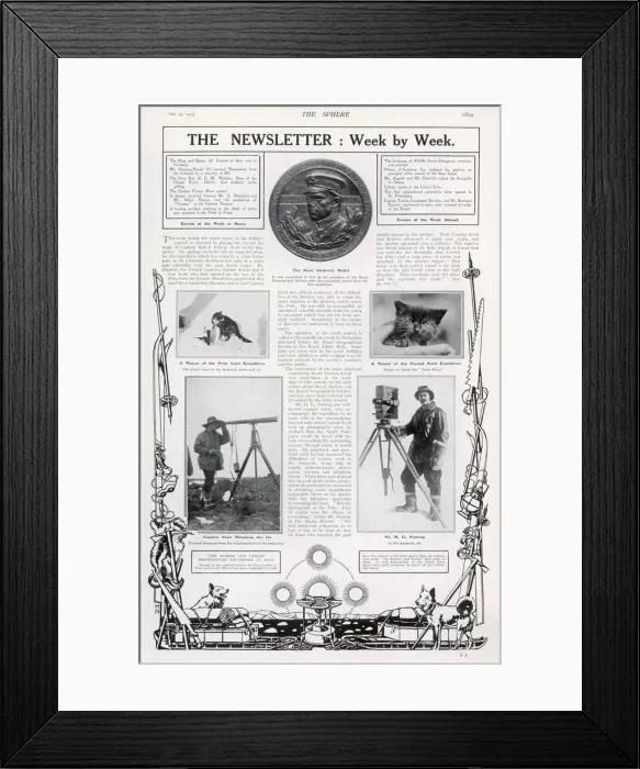 Framed Print : Scott of the Antarctic - page from The Sphere Framed Print : Scott of the Antarctic - page from The Sphere