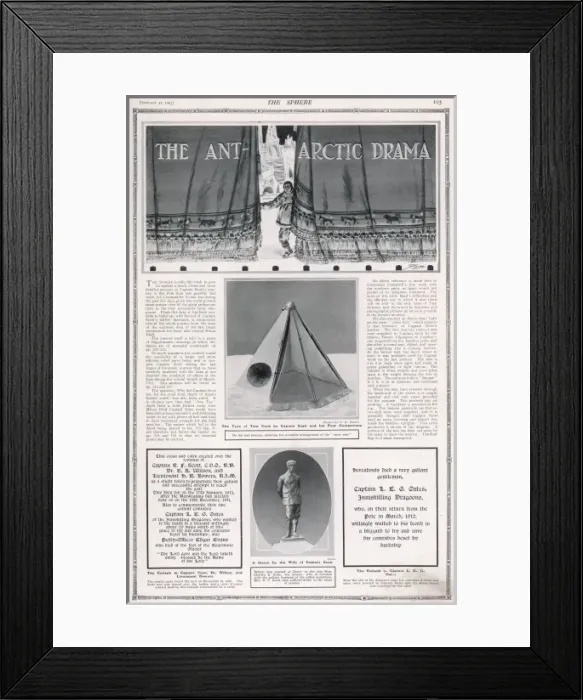 Framed Print : The Antarctic Drama - page from The Sphere Framed Print : The Antarctic Drama - page from The Sphere