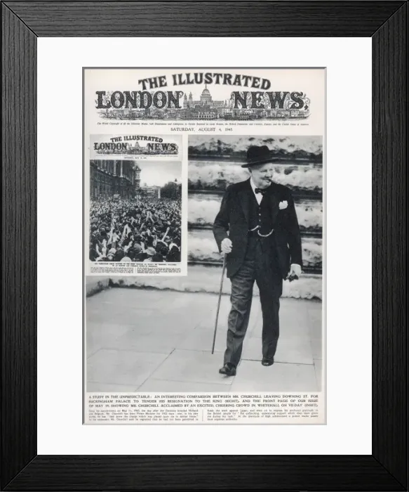 Framed Print : Churchill leaving Downing Street after 1945 election defeat Framed Print : Churchill leaving Downing Street after 1945 election defeat