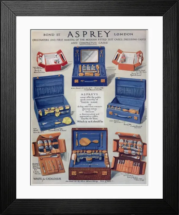 Framed Print : Advert for Asprey dressing case 1928 Framed Print : Advert for Asprey dressing case 1928