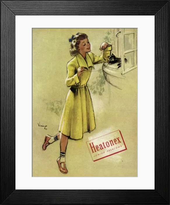 Framed Print : Advert for Heatonex girls coat 1950 Framed Print : Advert for Heatonex girls coat 1950