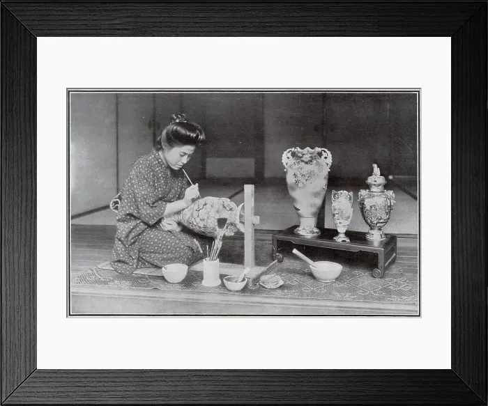 Framed Print : Japanese Woman Painting Vases 1908 Framed Print : Japanese Woman Painting Vases 1908