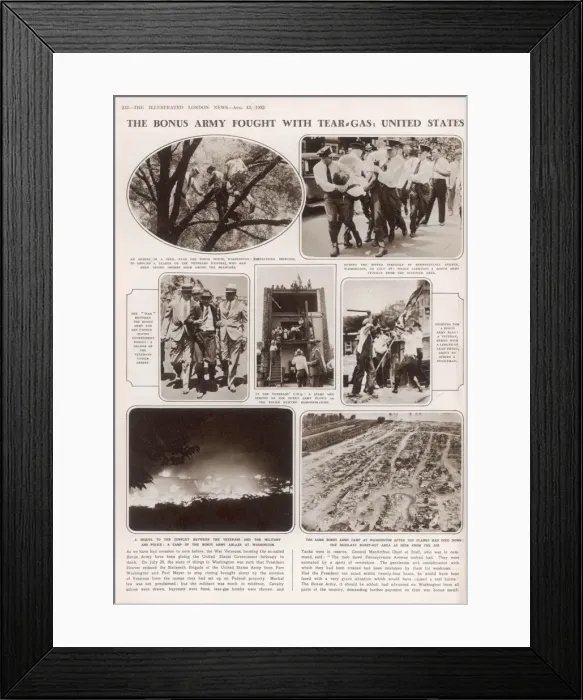 Framed Print : Bonus Army fought with tear-gas Framed Print : Bonus Army fought with tear-gas