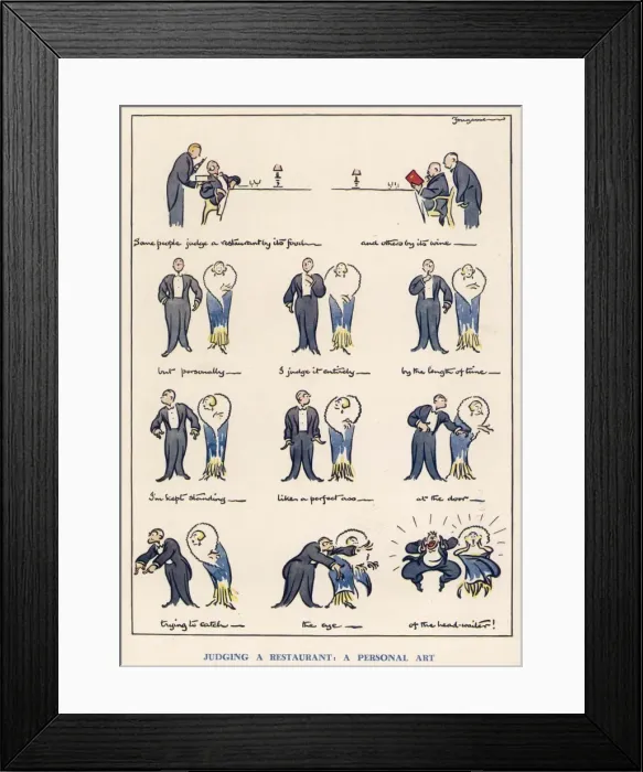 Framed Print : Judging a Restaurant by Fougasse Framed Print : Judging a Restaurant by Fougasse