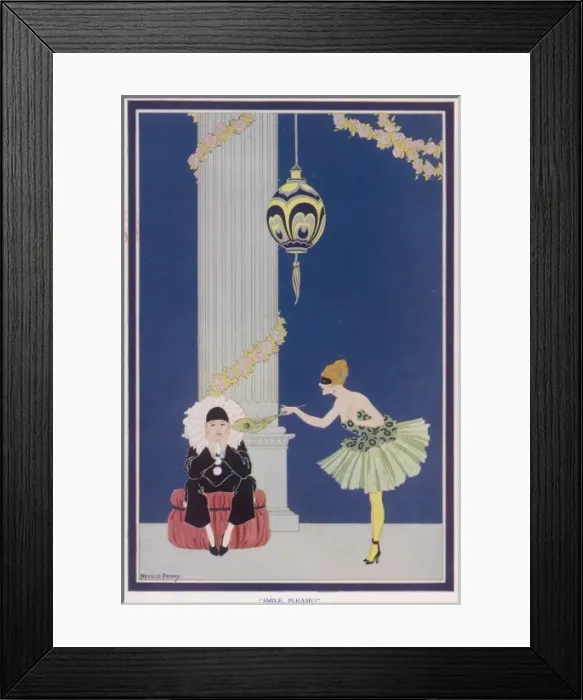 Framed Print : Pierrot and Columbine -- Smile, Please Framed Print : Pierrot and Columbine -- Smile, Please