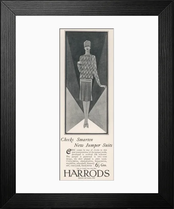 Framed Print : Harrods advertisement for jumper suits Framed Print : Harrods advertisement for jumper suits