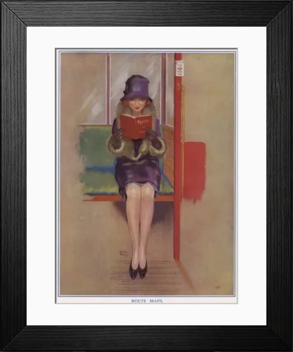 Framed Print : Lady passenger on the underground -- Route Maps