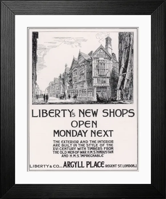 Framed Print : Advertisement for Libertys new shops, London Framed Print : Advertisement for Libertys new shops, London