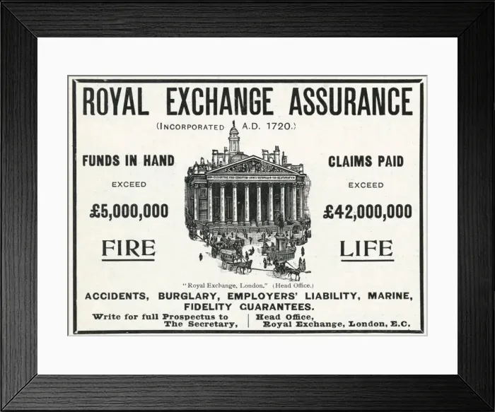 Framed Print : Advert for Royal Exchange Assurance 1905 Framed Print : Advert for Royal Exchange Assurance 1905