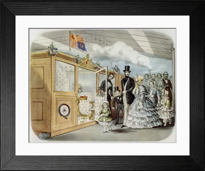 Framed Print : Queen Victoria and family entrain for Scotland Framed Print : Queen Victoria and family entrain for Scotland